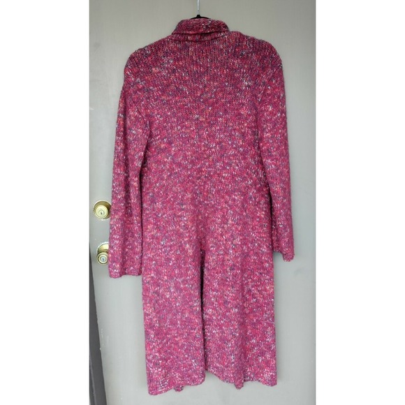 Lucky Brand Long Open Front Cardigan Dark Red Chunky Knit Wool Blend Size Medium - Picture 8 of 8